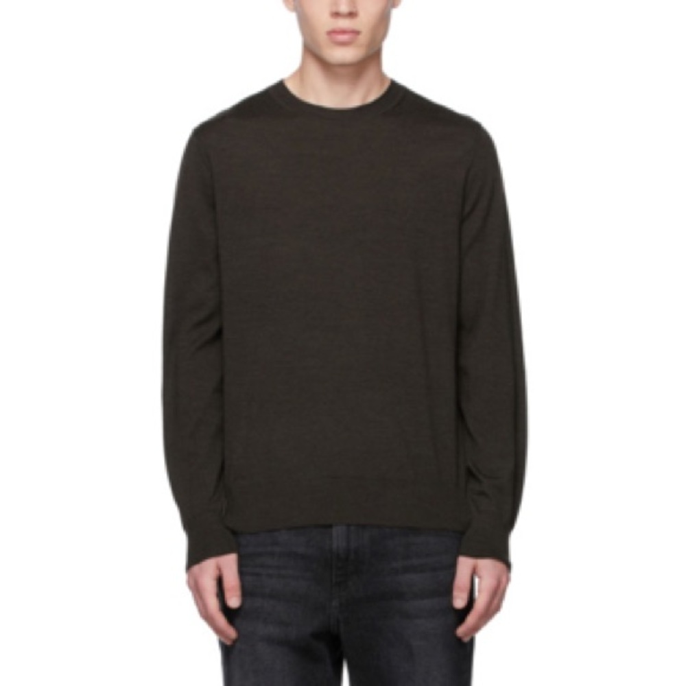 Theory Crewneck Sweater Brown Black Knit
